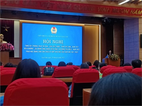                                      Hội nghị 
Sơ kết phong trào CNVCLĐ và hoạt động Công đoàn 6 tháng đầu năm 2022
Sơ kết giai đoạn 1;Triển khai giai đoạn 2 Chương trình 01 triệu sáng kiến nỗ lực vượt khó, sáng tạo, quyết tâm chiến thắng đại dịch Covid 